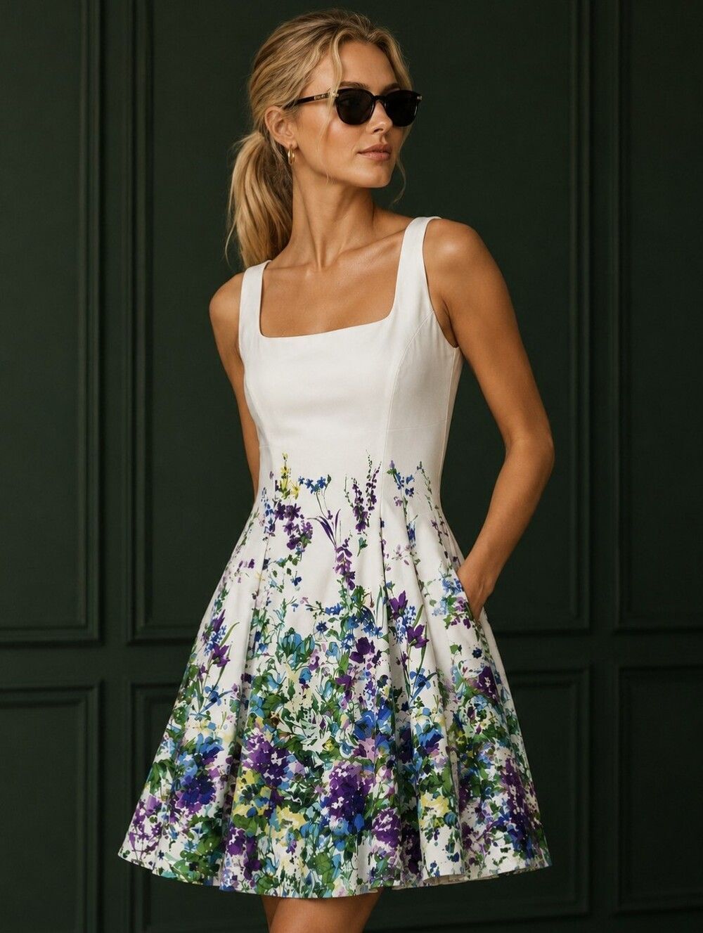 Lauren Ralph Lauren Women's Size 14 Cotton Floral Dress Pockets Garden Party